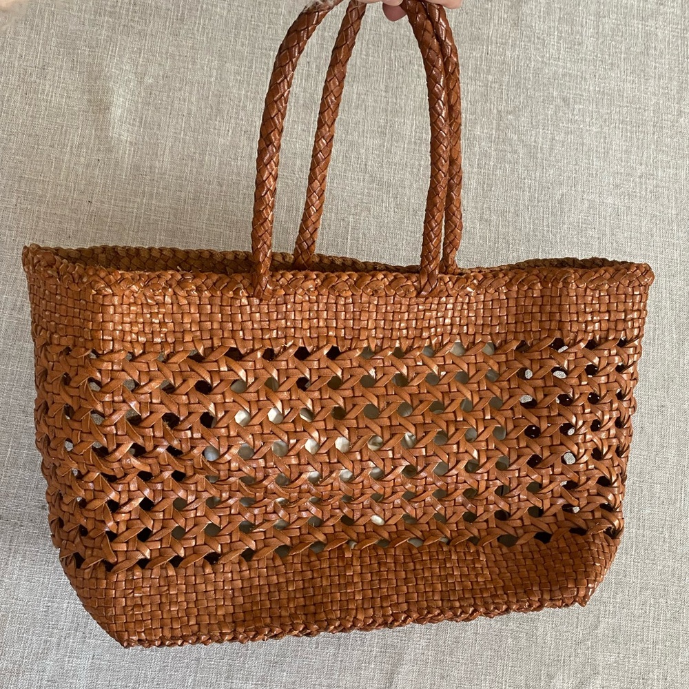 Dragon Diffusion Woven Straw Tote in Natural Brown - Picture 2 of 9